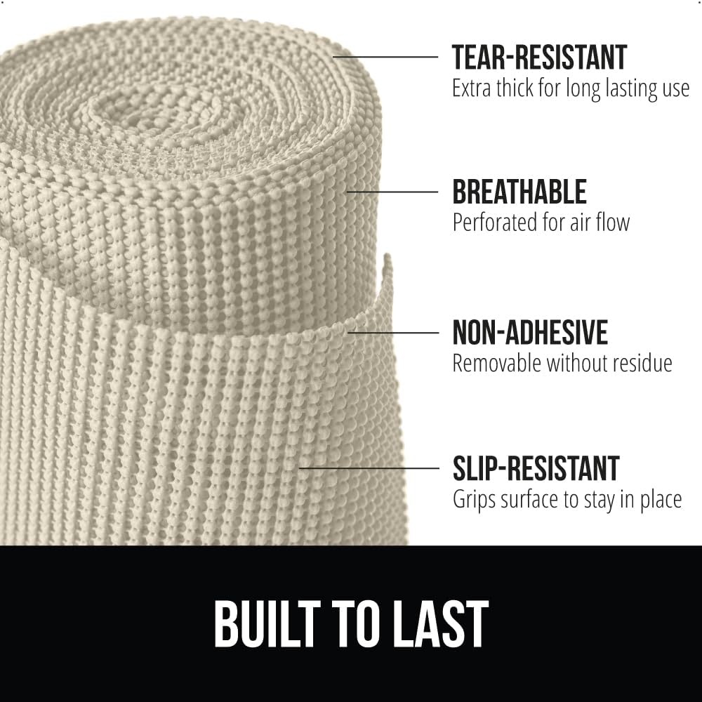 image:imageGORILLA GRIP powerGRIP Drawer Shelf and Cabinet Liner Thick Strong Hold NonAdhesive Liners Protect Kitchen Cabinets and Cupboard Bathroom Drawers Easy Install Breathable Mat 12 x10 BeigeCream