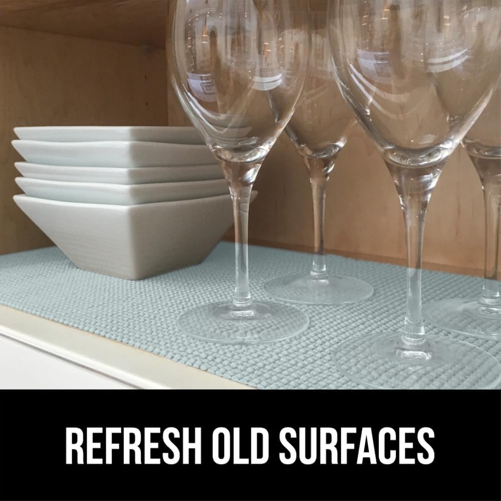 image:imageGORILLA GRIP powerGRIP Drawer Shelf and Cabinet Liner Thick Strong Hold NonAdhesive Liners Protect Kitchen Cabinets and Cupboard Bathroom Drawers Easy Install Breathable Mat 12 x10 BeigeSpa Blue