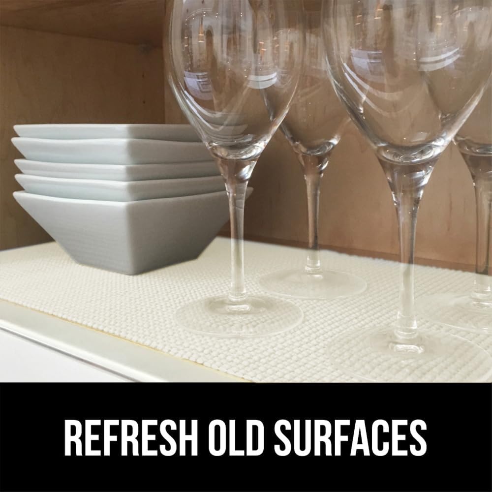 image:imageGORILLA GRIP powerGRIP Drawer Shelf and Cabinet Liner Thick Strong Hold NonAdhesive Liners Protect Kitchen Cabinets and Cupboard Bathroom Drawers Easy Install Breathable Mat 12 x10 BeigeSnow White
