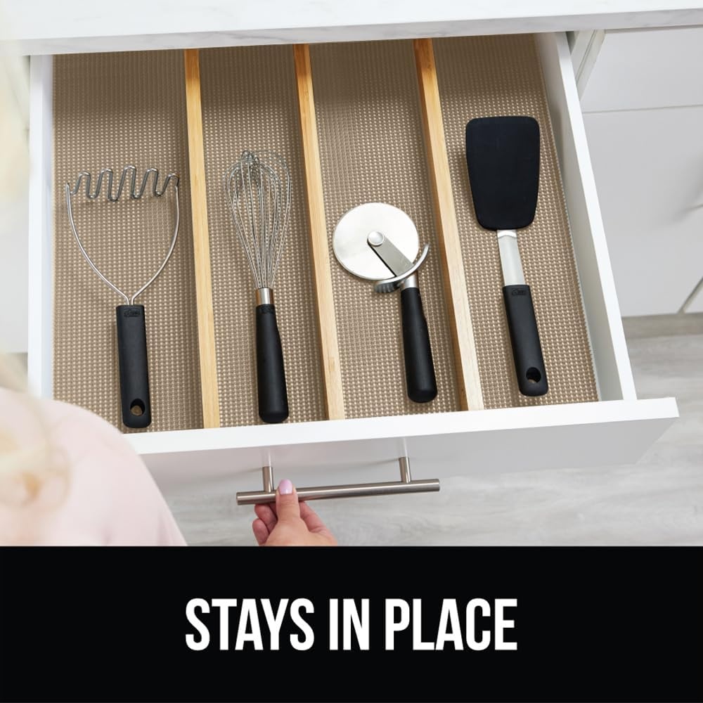 image:imageGORILLA GRIP powerGRIP Drawer Shelf and Cabinet Liner Thick Strong Hold NonAdhesive Liners Protect Kitchen Cabinets and Cupboard Bathroom Drawers Easy Install Breathable Mat 12 x10 BeigeBeige