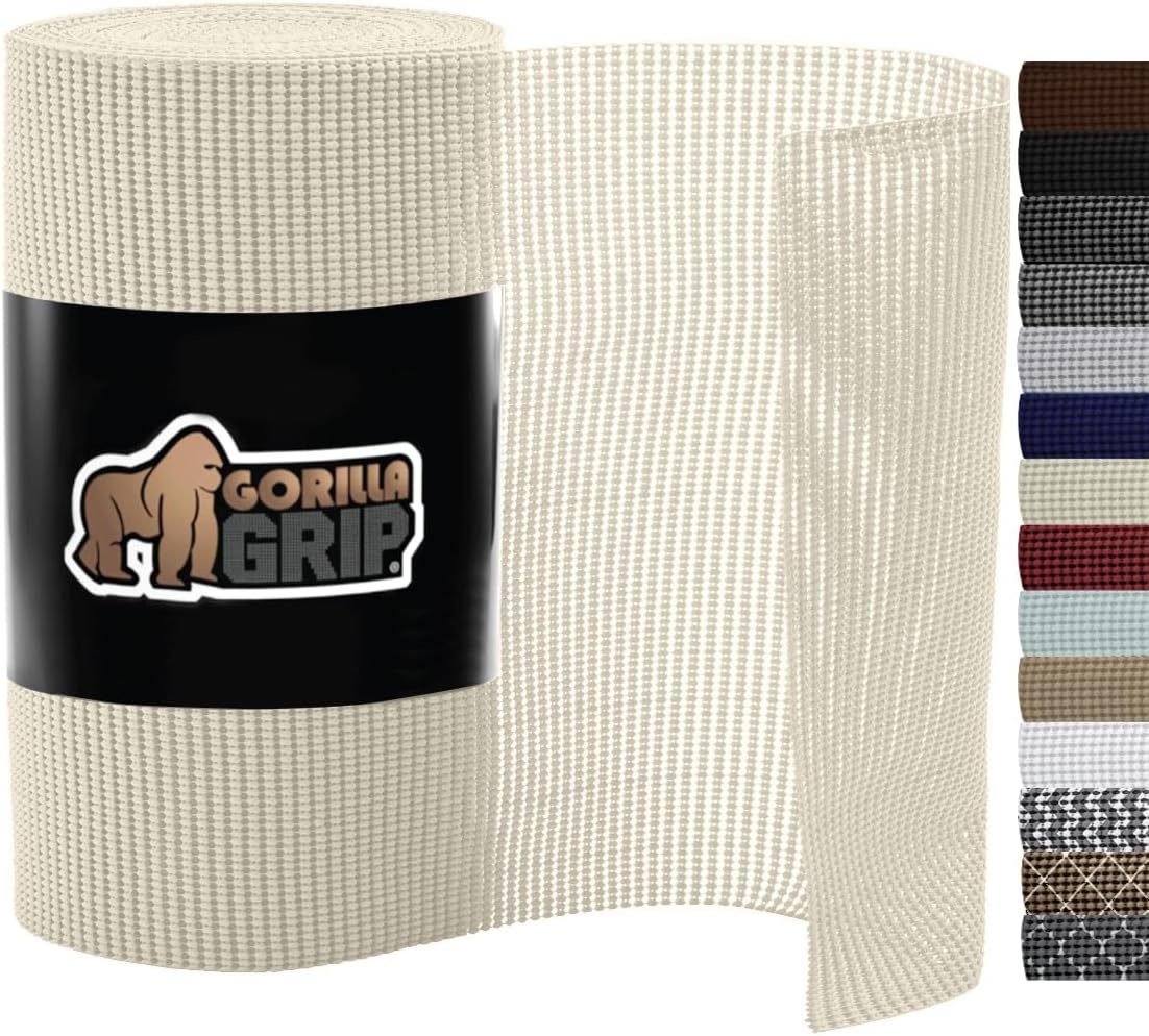 image:imageGORILLA GRIP powerGRIP Drawer Shelf and Cabinet Liner Thick Strong Hold NonAdhesive Liners Protect Kitchen Cabinets and Cupboard Bathroom Drawers Easy Install Breathable Mat 12 x10 BeigeCream
