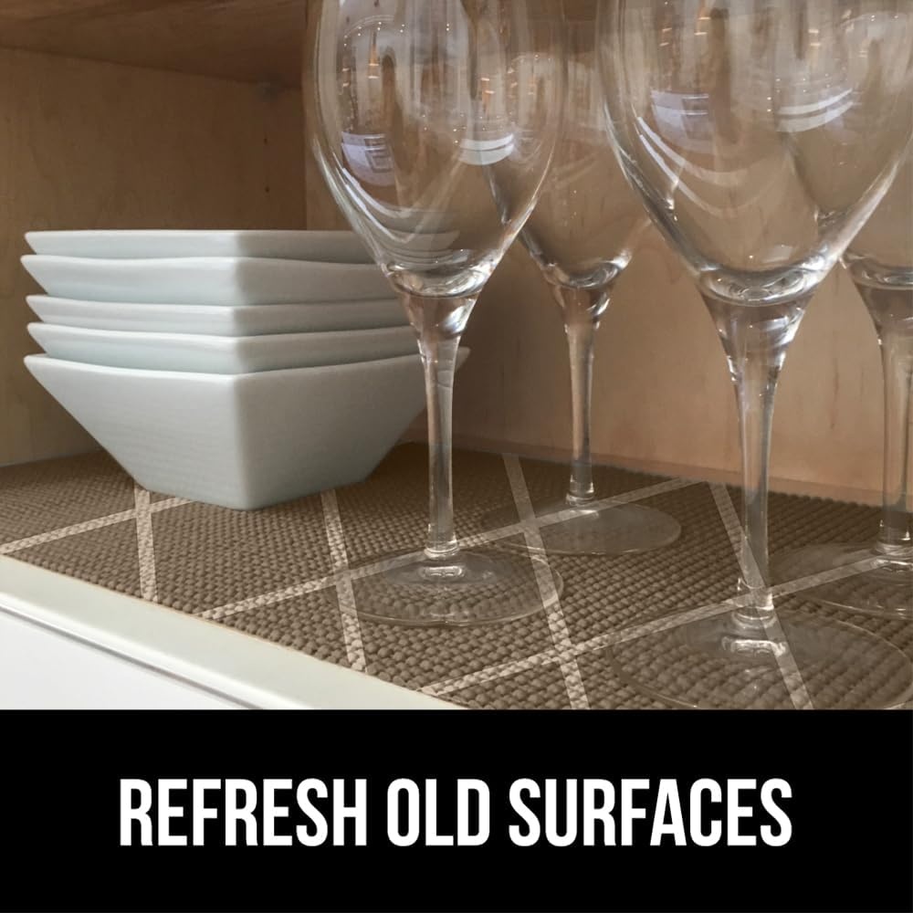 image:imageGORILLA GRIP powerGRIP Drawer Shelf and Cabinet Liner Thick Strong Hold NonAdhesive Liners Protect Kitchen Cabinets and Cupboard Bathroom Drawers Easy Install Breathable Mat 12 x10 BeigeDiamond BeigeIvory