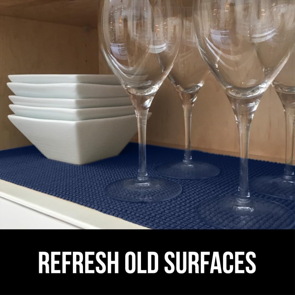 image:imageGORILLA GRIP powerGRIP Drawer Shelf and Cabinet Liner Thick Strong Hold NonAdhesive Liners Protect Kitchen Cabinets and Cupboard Bathroom Drawers Easy Install Breathable Mat 12 x10 BeigeNavy