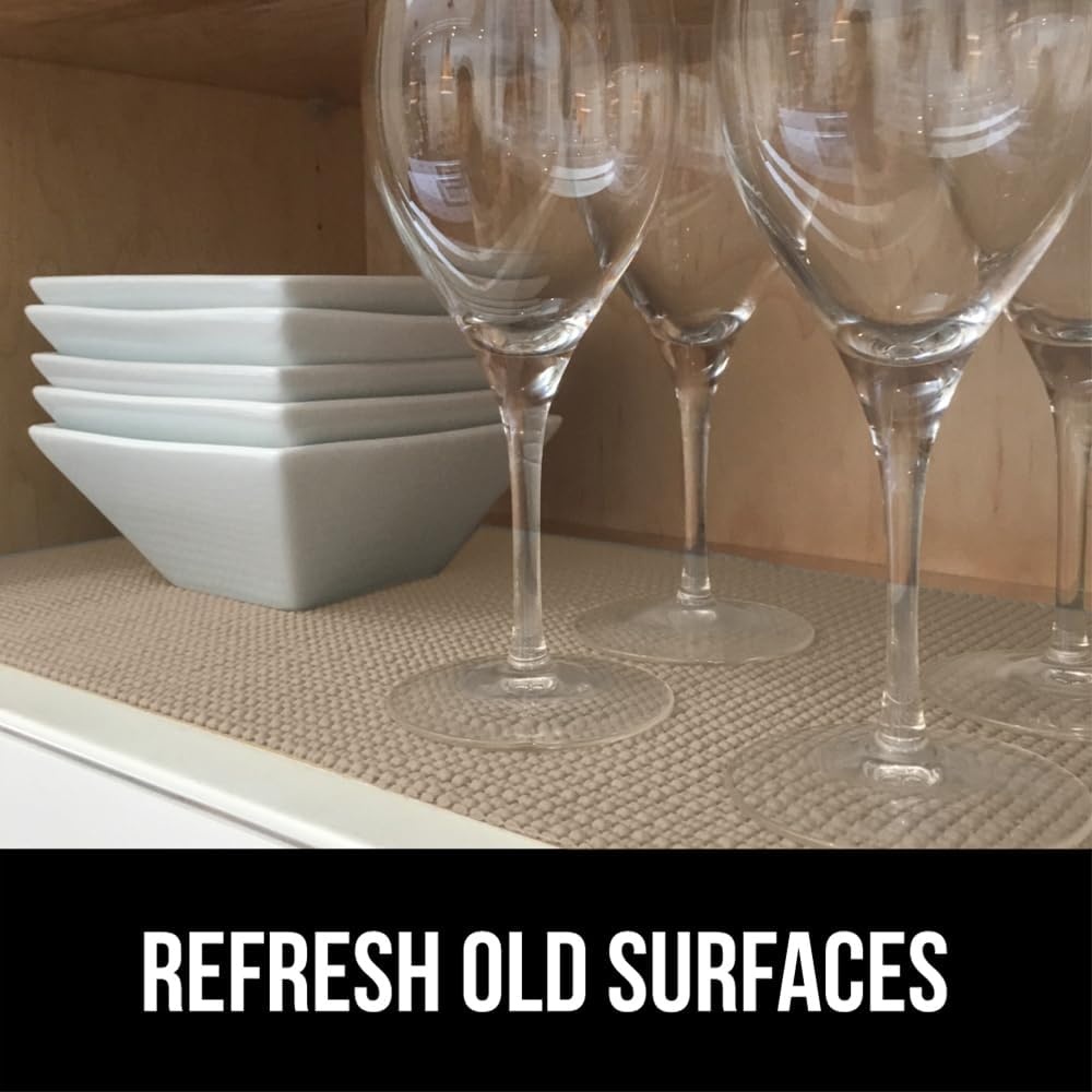 image:imageGORILLA GRIP powerGRIP Drawer Shelf and Cabinet Liner Thick Strong Hold NonAdhesive Liners Protect Kitchen Cabinets and Cupboard Bathroom Drawers Easy Install Breathable Mat 12 x10 BeigeBeige