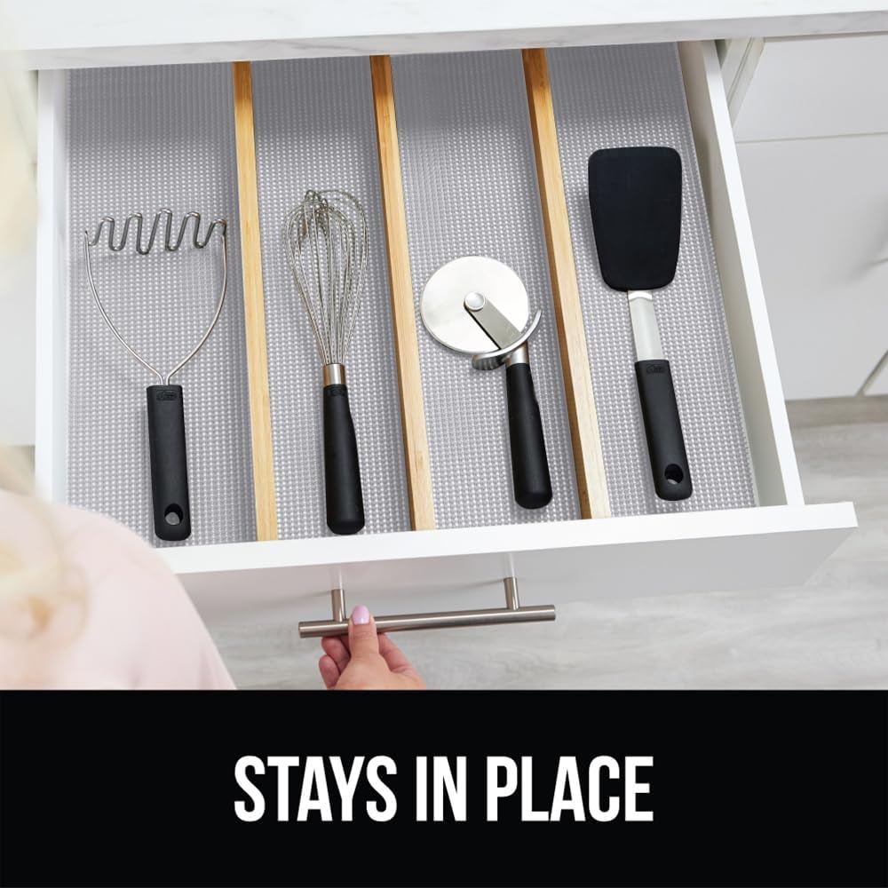 image:imageGORILLA GRIP powerGRIP Drawer Shelf and Cabinet Liner Thick Strong Hold NonAdhesive Liners Protect Kitchen Cabinets and Cupboard Bathroom Drawers Easy Install Breathable Mat 12 x10 BeigeLight Gray