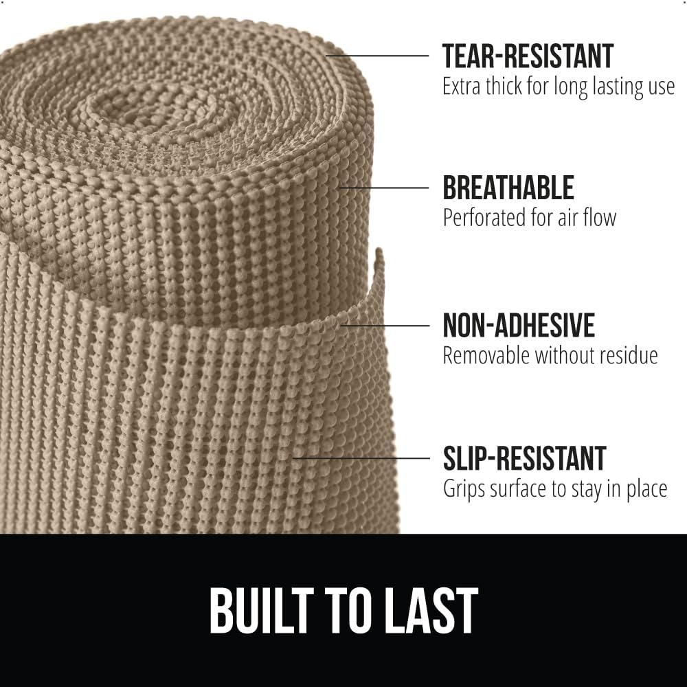 image:imageGORILLA GRIP powerGRIP Drawer Shelf and Cabinet Liner Thick Strong Hold NonAdhesive Liners Protect Kitchen Cabinets and Cupboard Bathroom Drawers Easy Install Breathable Mat 12 x10 BeigeBeige