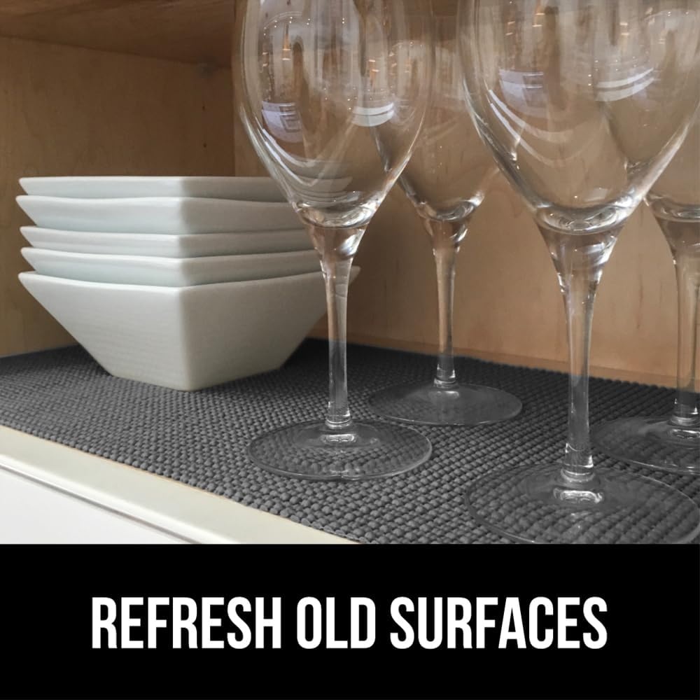 image:imageGORILLA GRIP powerGRIP Drawer Shelf and Cabinet Liner Thick Strong Hold NonAdhesive Liners Protect Kitchen Cabinets and Cupboard Bathroom Drawers Easy Install Breathable Mat 12 x10 BeigeCharcoal