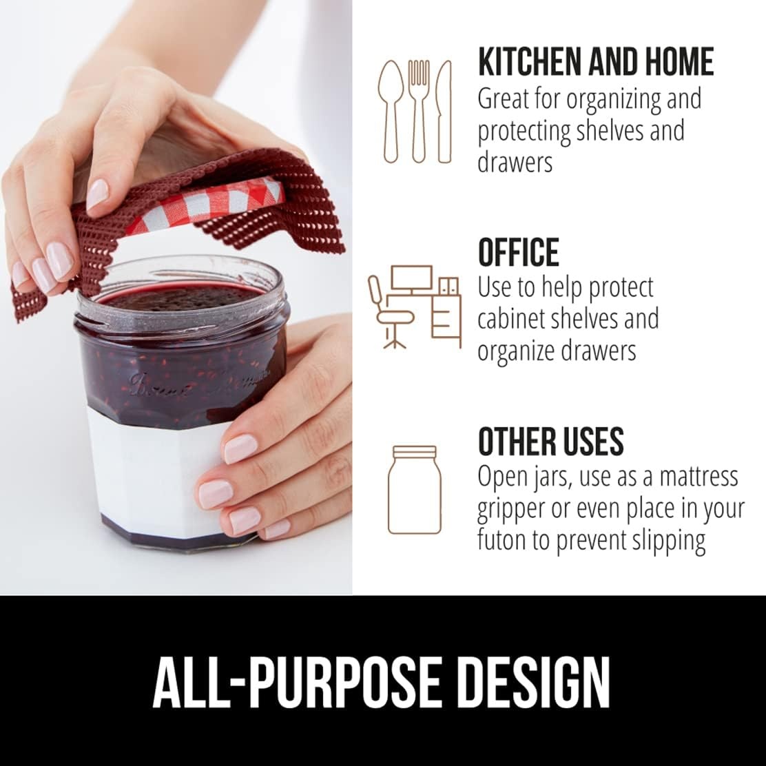 image:imageGORILLA GRIP powerGRIP Drawer Shelf and Cabinet Liner Thick Strong Hold NonAdhesive Liners Protect Kitchen Cabinets and Cupboard Bathroom Drawers Easy Install Breathable Mat 12 x10 BeigeRed