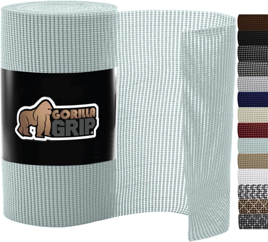 image:imageGORILLA GRIP powerGRIP Drawer Shelf and Cabinet Liner Thick Strong Hold NonAdhesive Liners Protect Kitchen Cabinets and Cupboard Bathroom Drawers Easy Install Breathable Mat 12 x10 BeigeSpa Blue