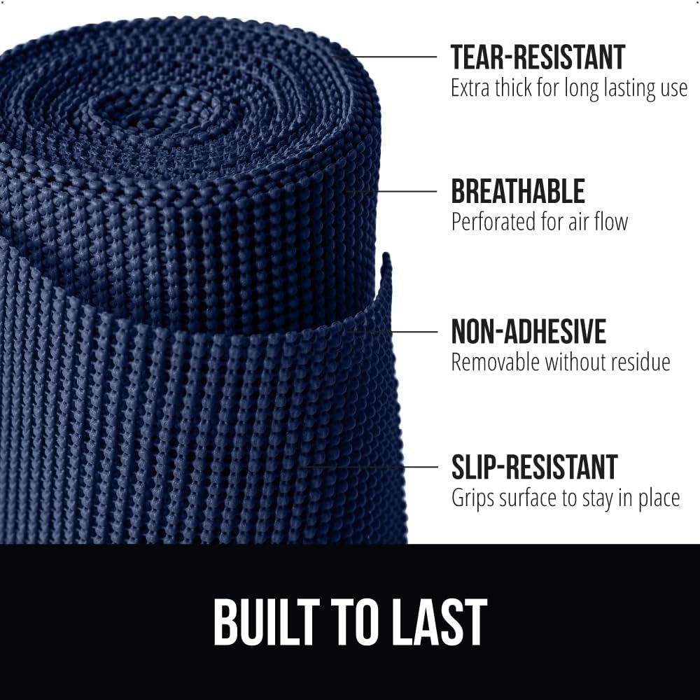 image:imageGORILLA GRIP powerGRIP Drawer Shelf and Cabinet Liner Thick Strong Hold NonAdhesive Liners Protect Kitchen Cabinets and Cupboard Bathroom Drawers Easy Install Breathable Mat 12 x10 BeigeNavy