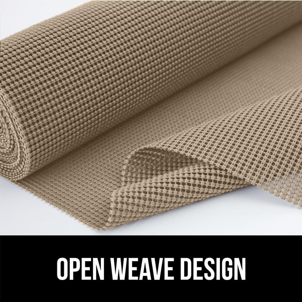 image:imageGORILLA GRIP powerGRIP Drawer Shelf and Cabinet Liner Thick Strong Hold NonAdhesive Liners Protect Kitchen Cabinets and Cupboard Bathroom Drawers Easy Install Breathable Mat 12 x10 BeigeBeige