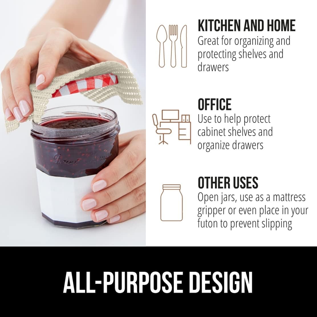 image:imageGORILLA GRIP powerGRIP Drawer Shelf and Cabinet Liner Thick Strong Hold NonAdhesive Liners Protect Kitchen Cabinets and Cupboard Bathroom Drawers Easy Install Breathable Mat 12 x10 BeigeCream
