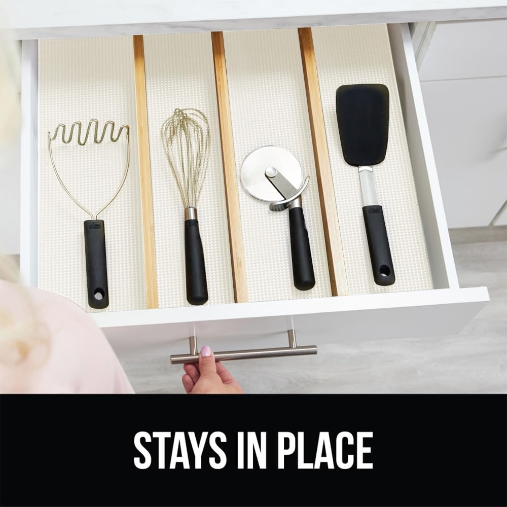image:imageGORILLA GRIP powerGRIP Drawer Shelf and Cabinet Liner Thick Strong Hold NonAdhesive Liners Protect Kitchen Cabinets and Cupboard Bathroom Drawers Easy Install Breathable Mat 12 x10 BeigeSnow White