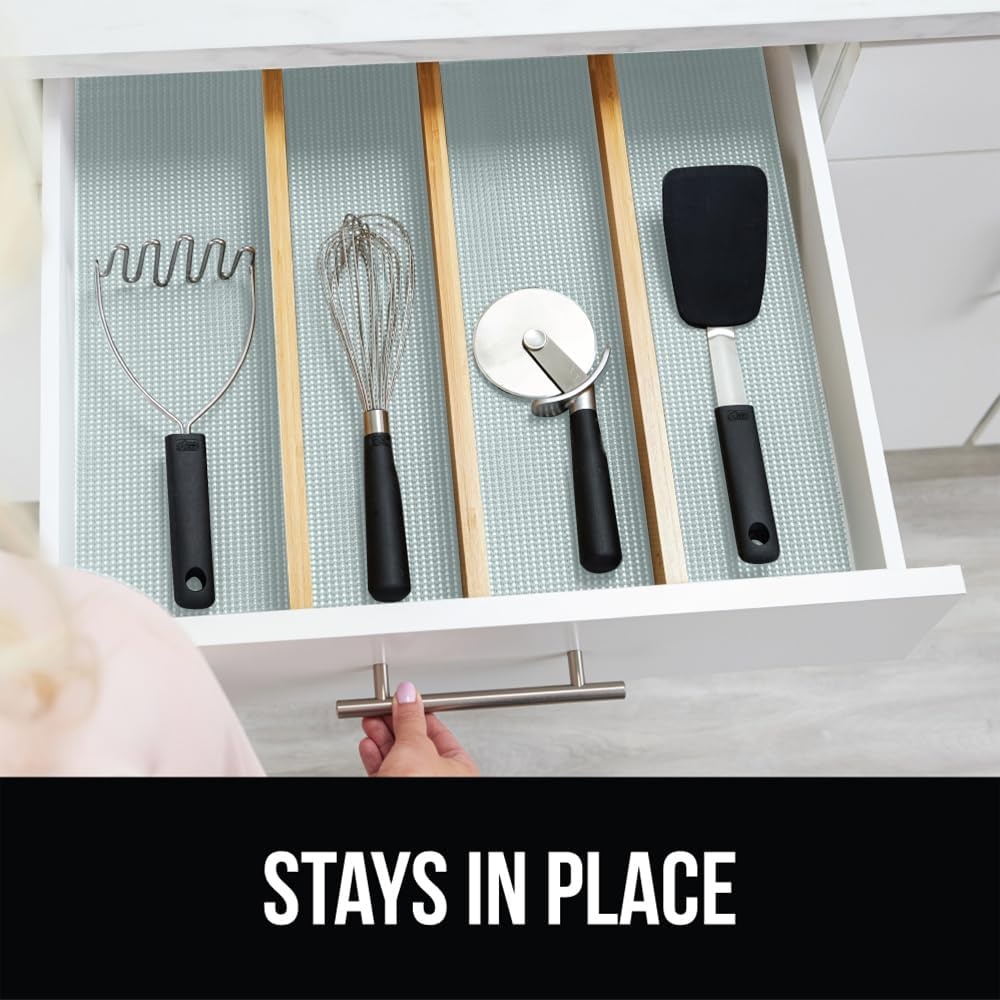 image:imageGORILLA GRIP powerGRIP Drawer Shelf and Cabinet Liner Thick Strong Hold NonAdhesive Liners Protect Kitchen Cabinets and Cupboard Bathroom Drawers Easy Install Breathable Mat 12 x10 BeigeSpa Blue