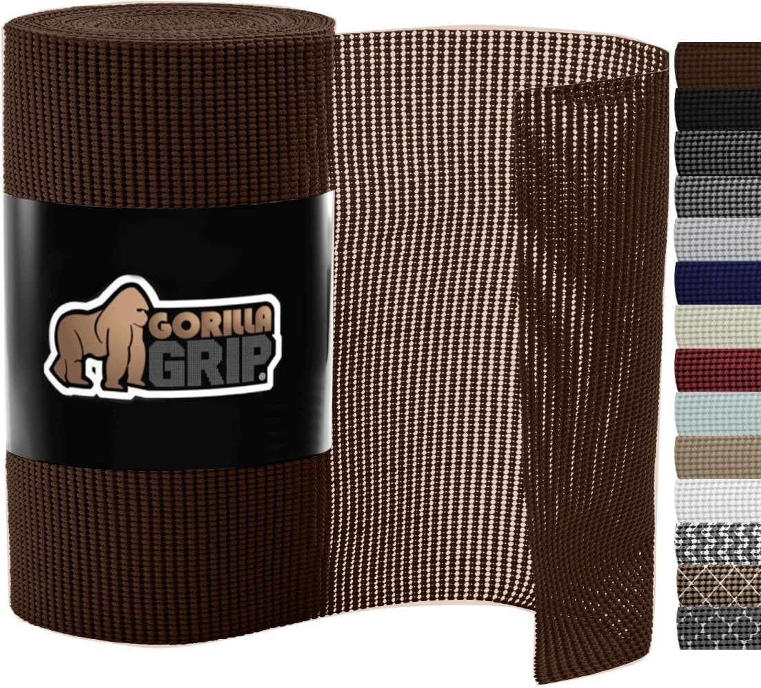 image:imageGORILLA GRIP powerGRIP Drawer Shelf and Cabinet Liner Thick Strong Hold NonAdhesive Liners Protect Kitchen Cabinets and Cupboard Bathroom Drawers Easy Install Breathable Mat 12 x10 BeigeChocolate