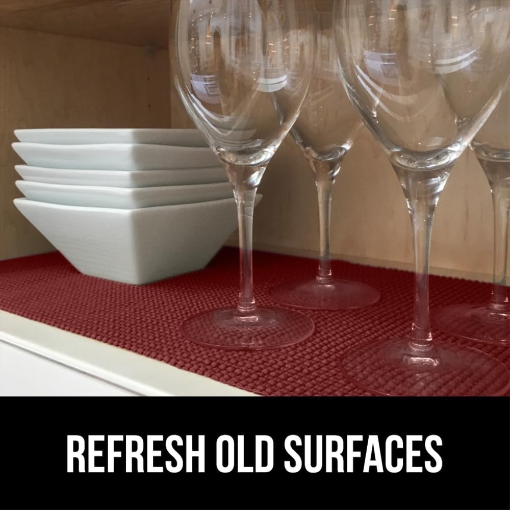 image:imageGORILLA GRIP powerGRIP Drawer Shelf and Cabinet Liner Thick Strong Hold NonAdhesive Liners Protect Kitchen Cabinets and Cupboard Bathroom Drawers Easy Install Breathable Mat 12 x10 BeigeRed