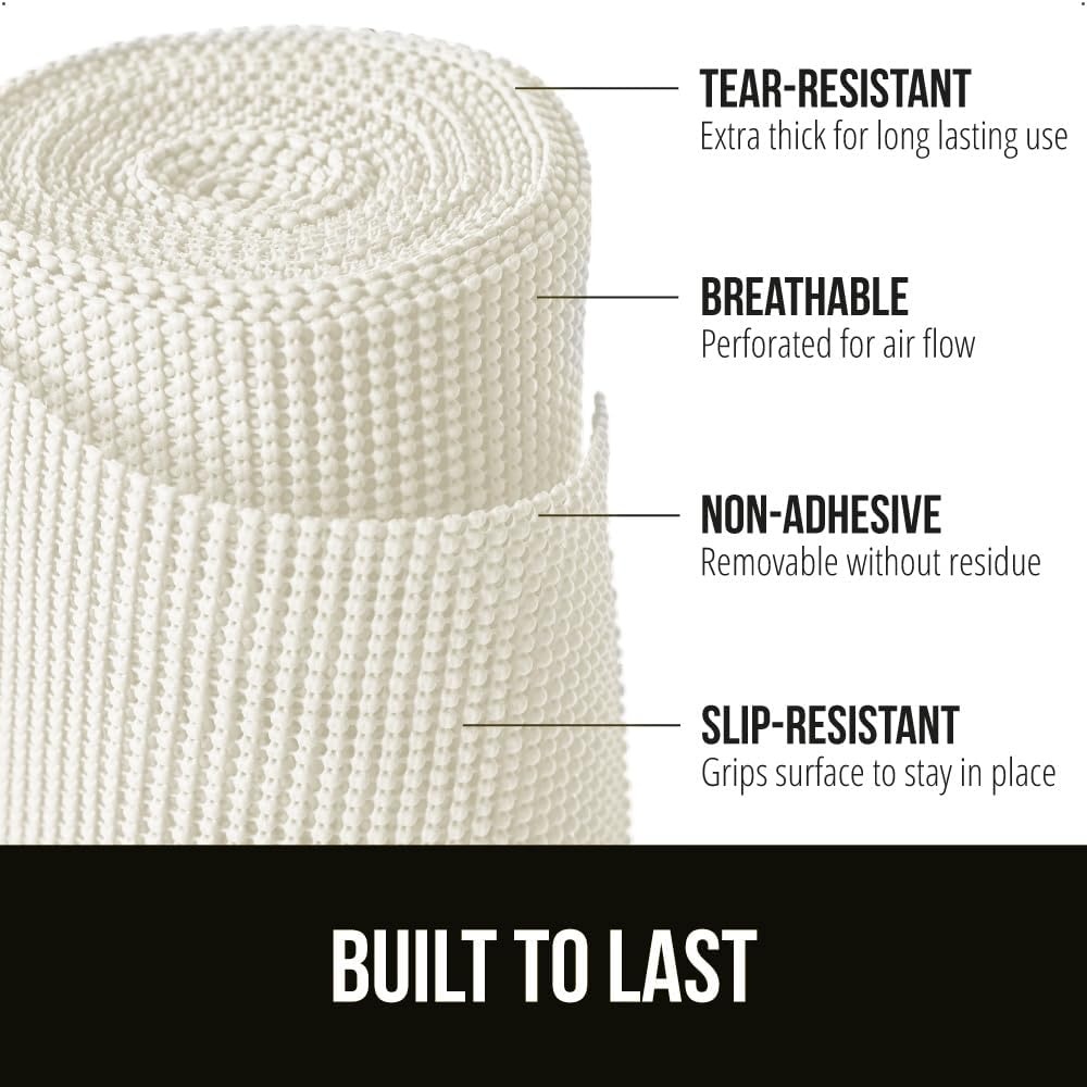image:imageGORILLA GRIP powerGRIP Drawer Shelf and Cabinet Liner Thick Strong Hold NonAdhesive Liners Protect Kitchen Cabinets and Cupboard Bathroom Drawers Easy Install Breathable Mat 12 x10 BeigeSnow White