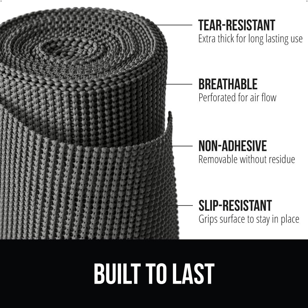 image:imageGORILLA GRIP powerGRIP Drawer Shelf and Cabinet Liner Thick Strong Hold NonAdhesive Liners Protect Kitchen Cabinets and Cupboard Bathroom Drawers Easy Install Breathable Mat 12 x10 BeigeCharcoal