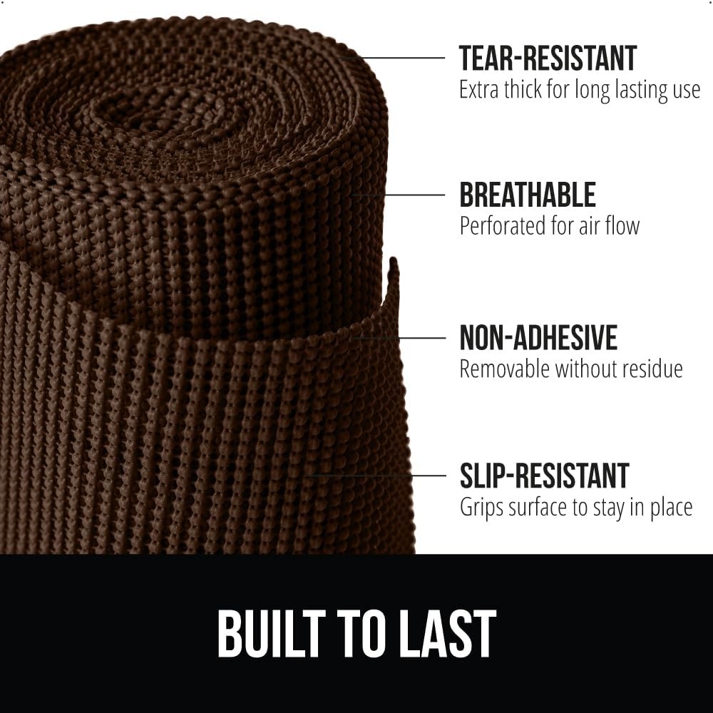 image:imageGORILLA GRIP powerGRIP Drawer Shelf and Cabinet Liner Thick Strong Hold NonAdhesive Liners Protect Kitchen Cabinets and Cupboard Bathroom Drawers Easy Install Breathable Mat 12 x10 BeigeChocolate