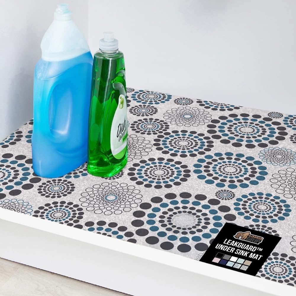 image:imageGORILLA GRIP LeakGuard NonAdhesive Under Sink Mat for Kitchen Cabinet Waterproof Quick Dry Shelf Liner Durable Absorbent Felt Mats for Bathroom Sinks Cabinets Dresser Easy to Trim 24x30 CharcoalSpiral GrayWhiteTurquoise