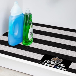 image:imageGORILLA GRIP LeakGuard NonAdhesive Under Sink Mat for Kitchen Cabinet Waterproof Quick Dry Shelf Liner Durable Absorbent Felt Mats for Bathroom Sinks Cabinets Dresser Easy to Trim 24x30 CharcoalStripe BlackWhite