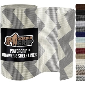 image:imageGORILLA GRIP powerGRIP Drawer Shelf and Cabinet Liner Thick Strong Hold NonAdhesive Liners Protect Kitchen Cabinets and Cupboard Bathroom Drawers Easy Install Breathable Mat 12 x10 BeigeChevron GrayWhite