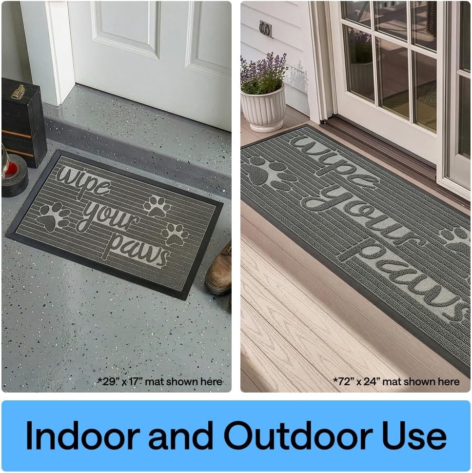 image:imageGORILLA GRIP 100 Waterproof AllSeason WeatherMAX Doormat US Designed Natural Rubber Stain Fade Resistant Low Profile Indoor Outdoor Door Mats Easy Clean 29x17 Gray DiamondStone Paws