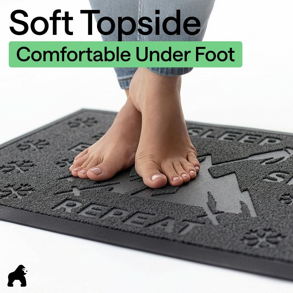 image:imageGORILLA GRIP 100 Waterproof AllSeason WeatherMAX Doormat US Designed Natural Rubber Stain Fade Resistant Low Profile Indoor Outdoor Door Mats Easy Clean 29x17 Gray DiamondGraphite Skiing