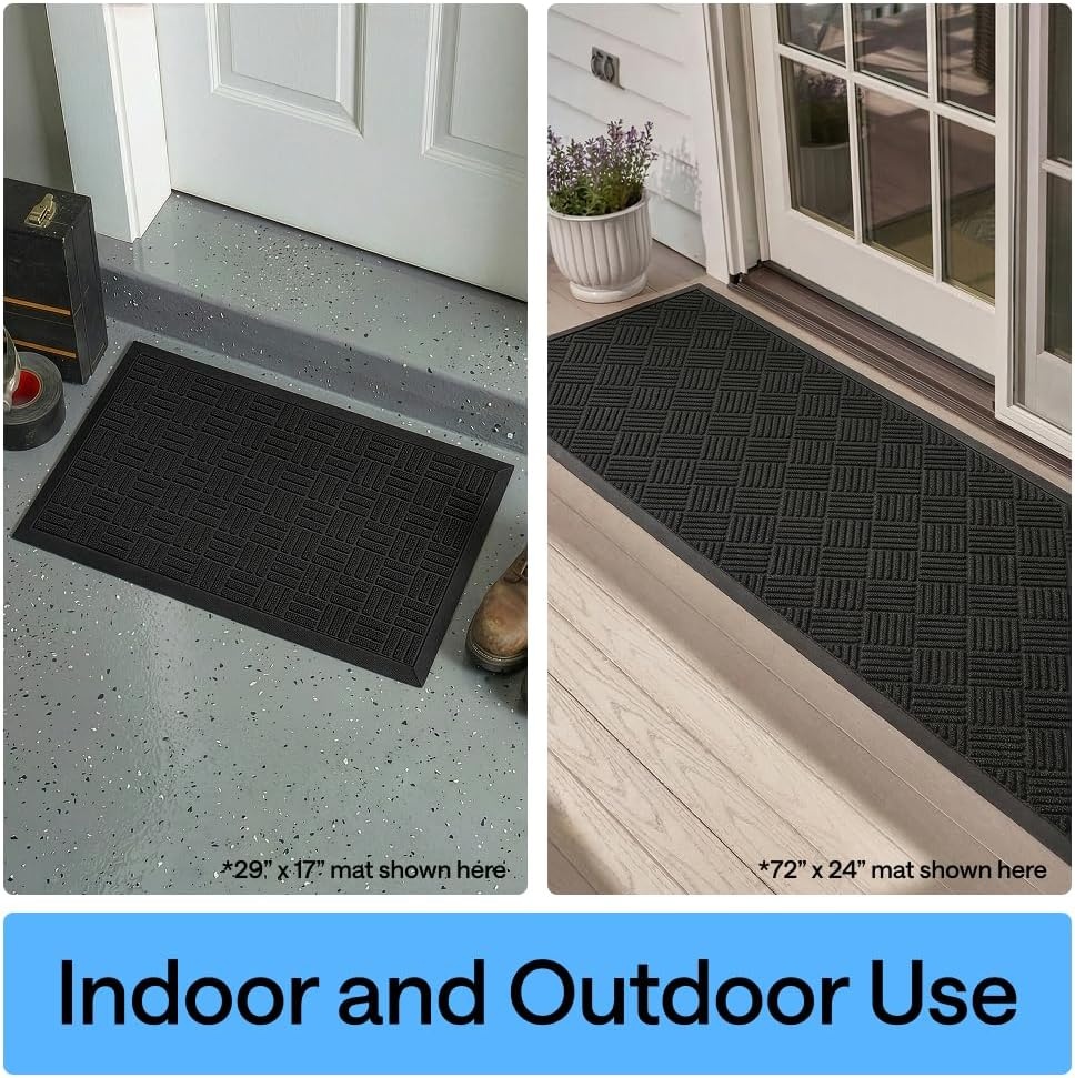 image:imageGORILLA GRIP 100 Waterproof AllSeason WeatherMAX Doormat US Designed Natural Rubber Stain Fade Resistant Low Profile Indoor Outdoor Door Mats Easy Clean 29x17 Gray DiamondBlack Maze