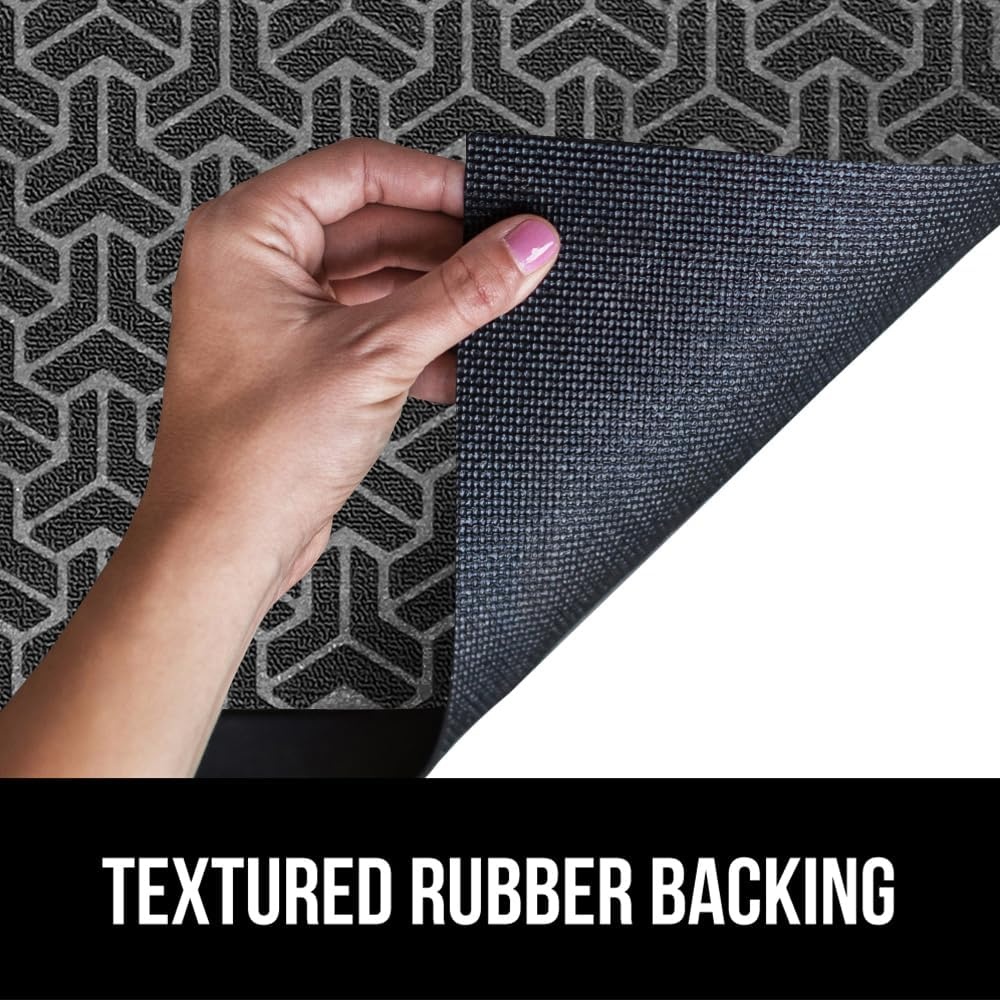 image:imageGORILLA GRIP 100 Waterproof AllSeason WeatherMAX Doormat US Designed Natural Rubber Stain Fade Resistant Low Profile Indoor Outdoor Door Mats Easy Clean 29x17 Gray DiamondSlate Geometric