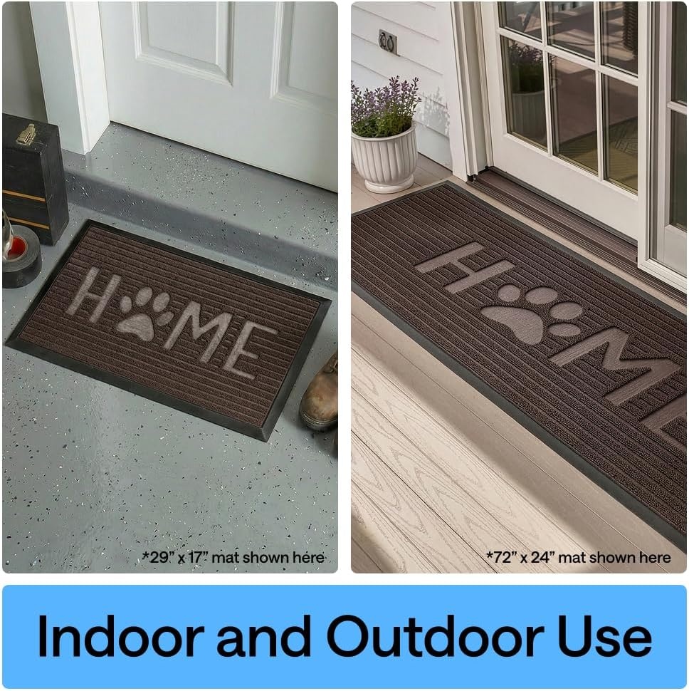 image:imageGORILLA GRIP 100 Waterproof AllSeason WeatherMAX Doormat US Designed Natural Rubber Stain Fade Resistant Low Profile Indoor Outdoor Door Mats Easy Clean 29x17 Gray DiamondEspresso Home Paw