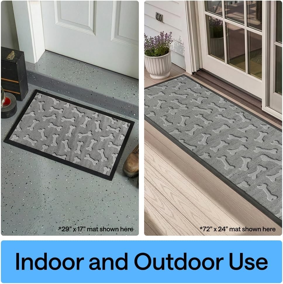 image:imageGORILLA GRIP 100 Waterproof AllSeason WeatherMAX Doormat US Designed Natural Rubber Stain Fade Resistant Low Profile Indoor Outdoor Door Mats Easy Clean 29x17 Gray DiamondLight Gray Bones