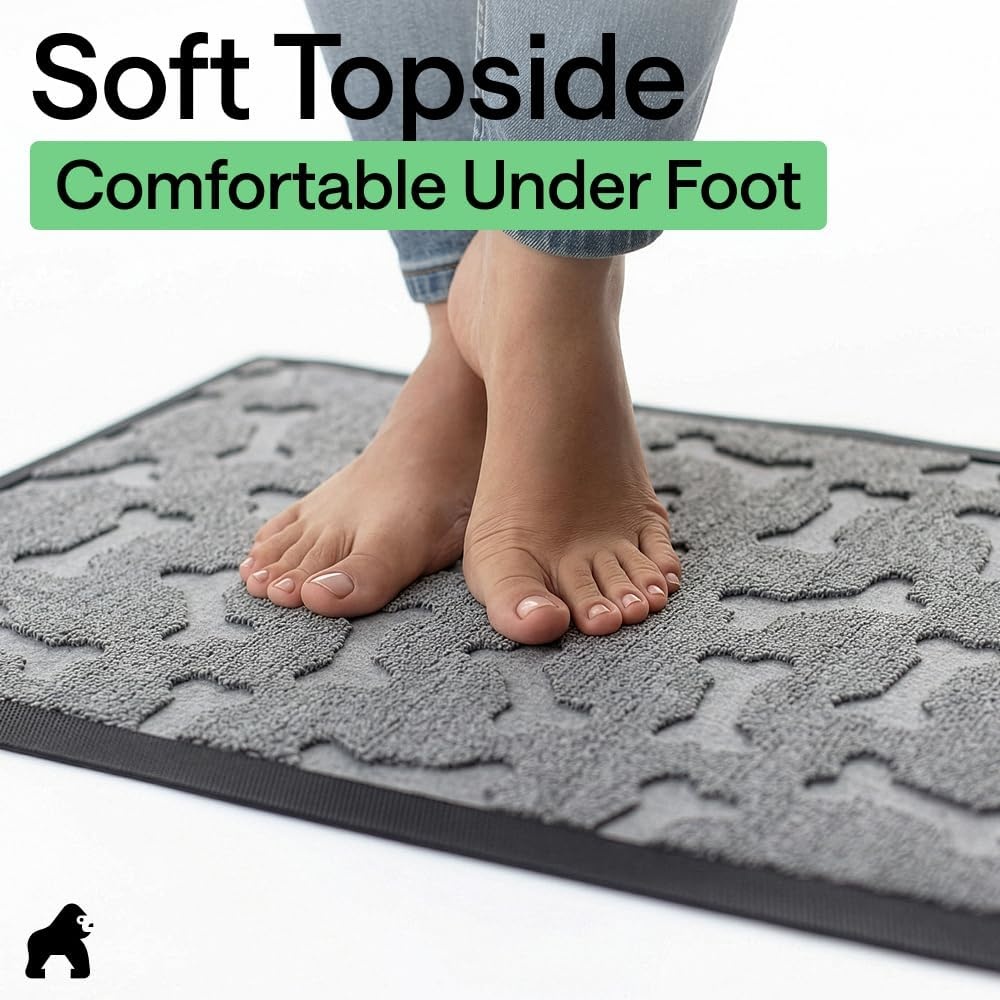 image:imageGORILLA GRIP 100 Waterproof AllSeason WeatherMAX Doormat US Designed Natural Rubber Stain Fade Resistant Low Profile Indoor Outdoor Door Mats Easy Clean 29x17 Gray DiamondLight Gray Bones