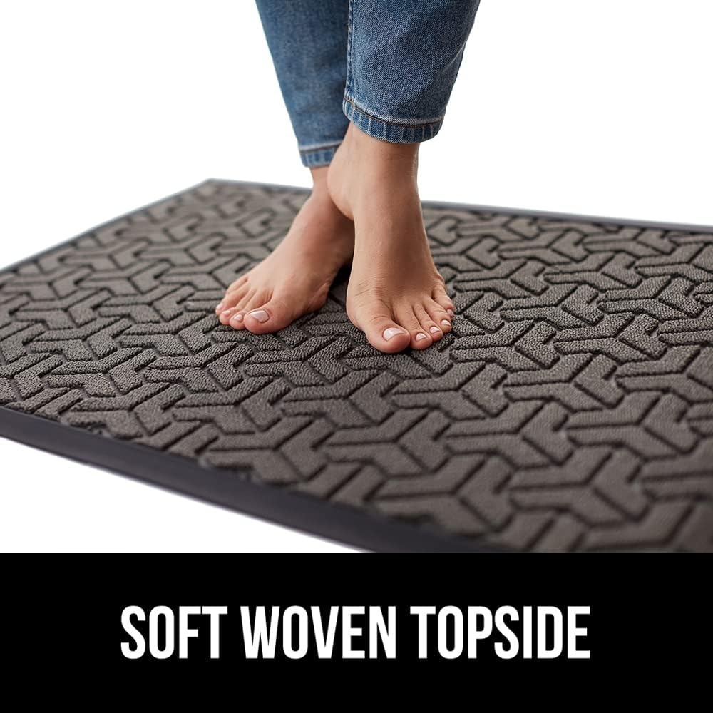 image:imageGORILLA GRIP 100 Waterproof AllSeason WeatherMAX Doormat US Designed Natural Rubber Stain Fade Resistant Low Profile Indoor Outdoor Door Mats Easy Clean 29x17 Gray DiamondSlate Geometric