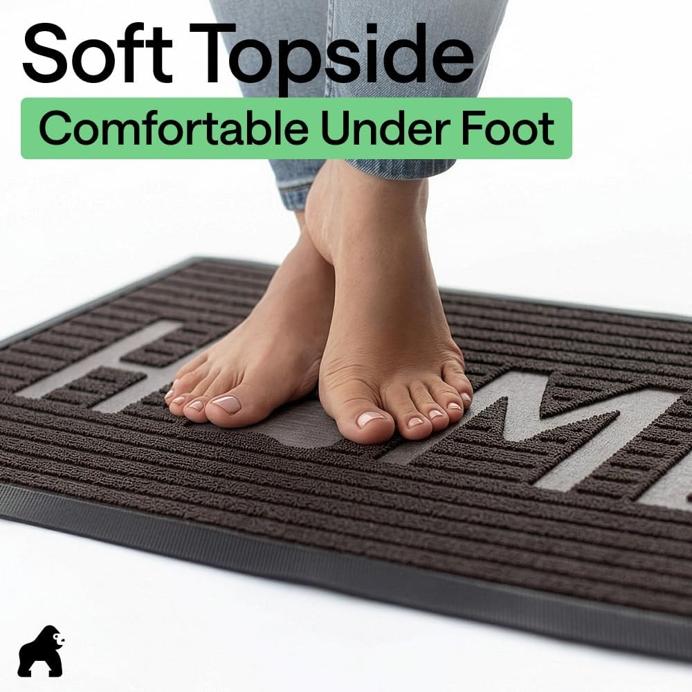 image:imageGORILLA GRIP 100 Waterproof AllSeason WeatherMAX Doormat US Designed Natural Rubber Stain Fade Resistant Low Profile Indoor Outdoor Door Mats Easy Clean 29x17 Gray DiamondEspresso Home Paw