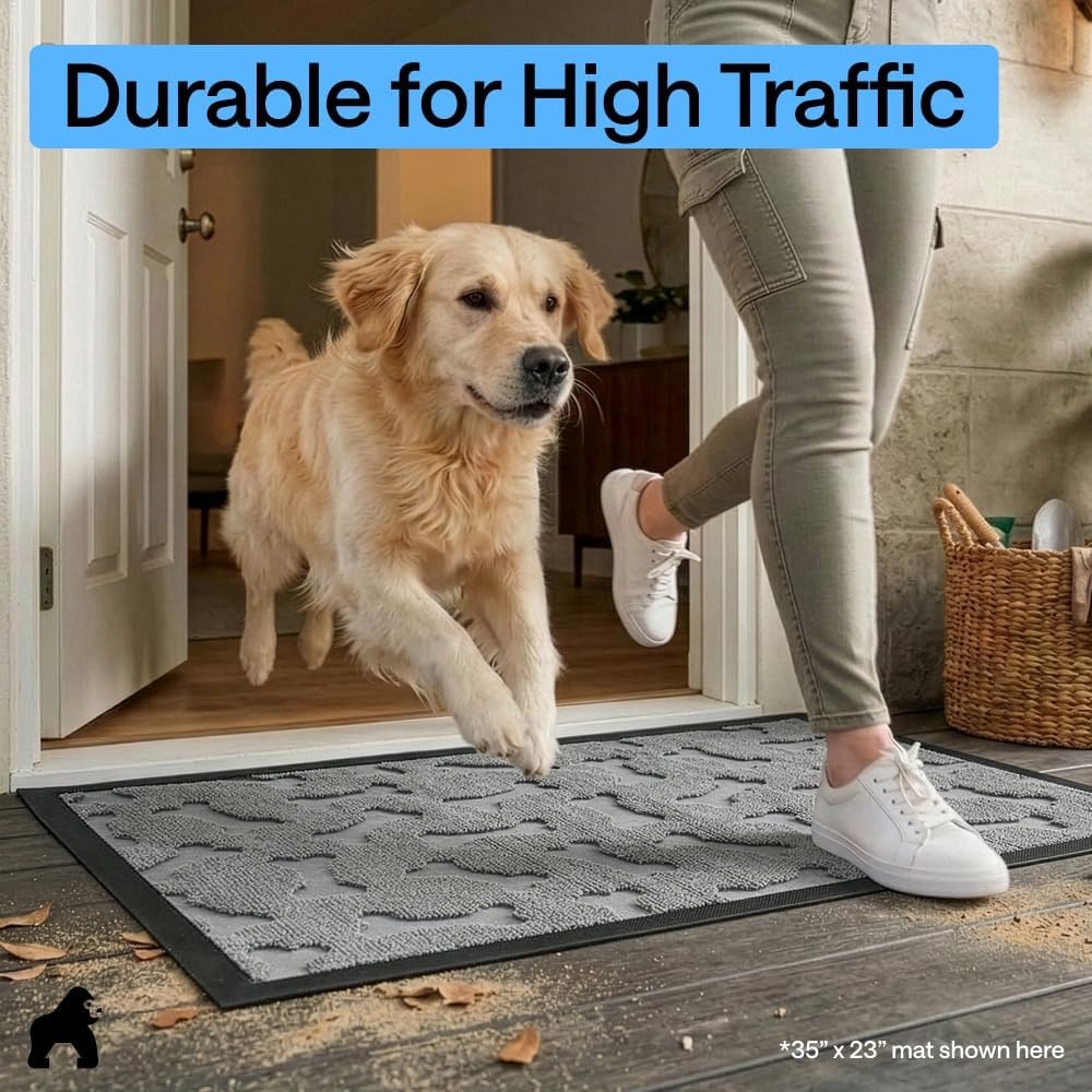 image:imageGORILLA GRIP 100 Waterproof AllSeason WeatherMAX Doormat US Designed Natural Rubber Stain Fade Resistant Low Profile Indoor Outdoor Door Mats Easy Clean 29x17 Gray DiamondLight Gray Bones