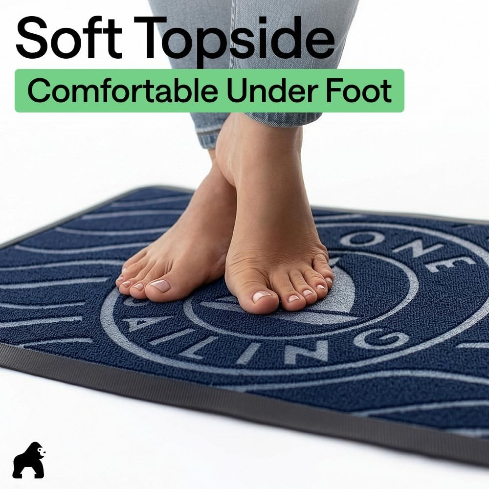 image:imageGORILLA GRIP 100 Waterproof AllSeason WeatherMAX Doormat US Designed Natural Rubber Stain Fade Resistant Low Profile Indoor Outdoor Door Mats Easy Clean 29x17 Gray DiamondBlue Gone Sailing