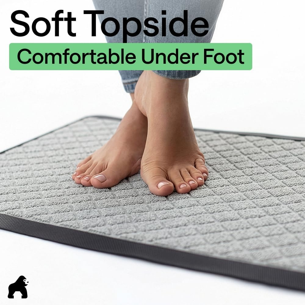 image:imageGORILLA GRIP 100 Waterproof AllSeason WeatherMAX Doormat US Designed Natural Rubber Stain Fade Resistant Low Profile Indoor Outdoor Door Mats Easy Clean 29x17 Gray DiamondLight Gray Lattice