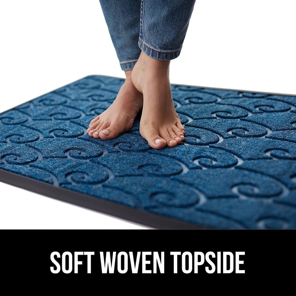 image:imageGORILLA GRIP 100 Waterproof AllSeason WeatherMAX Doormat US Designed Natural Rubber Stain Fade Resistant Low Profile Indoor Outdoor Door Mats Easy Clean 29x17 Gray DiamondOcean Blue Waves