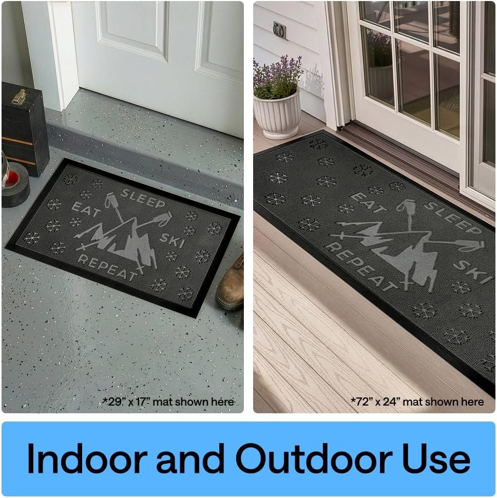 image:imageGORILLA GRIP 100 Waterproof AllSeason WeatherMAX Doormat US Designed Natural Rubber Stain Fade Resistant Low Profile Indoor Outdoor Door Mats Easy Clean 29x17 Gray DiamondGraphite Skiing