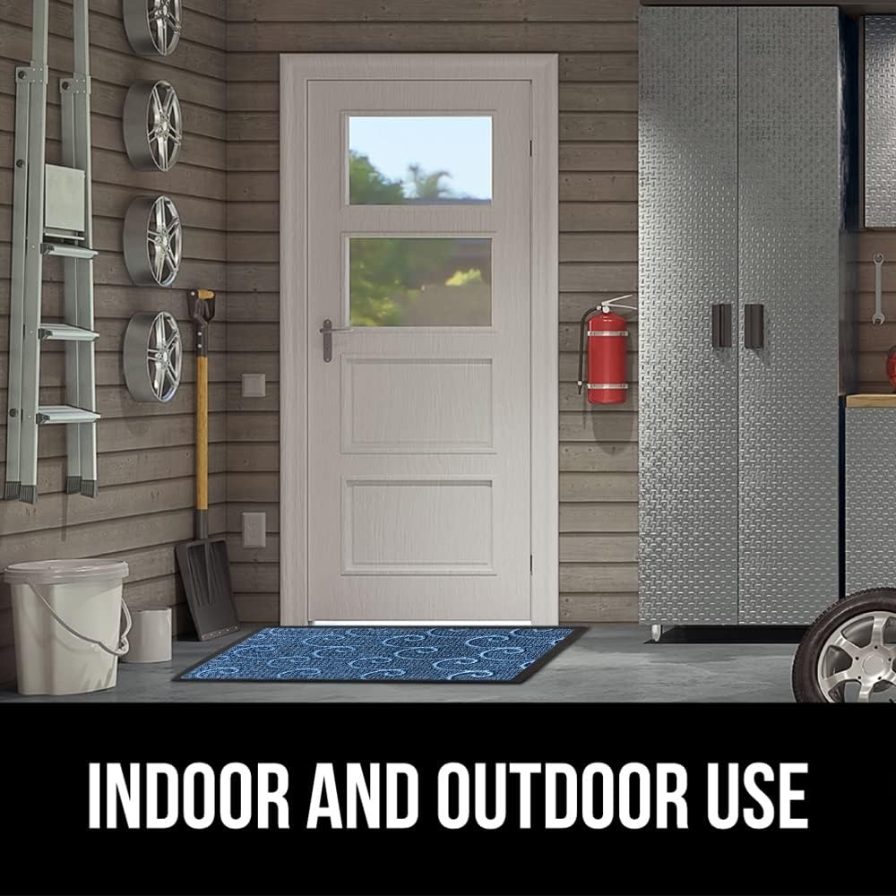 image:imageGORILLA GRIP 100 Waterproof AllSeason WeatherMAX Doormat US Designed Natural Rubber Stain Fade Resistant Low Profile Indoor Outdoor Door Mats Easy Clean 29x17 Gray DiamondOcean Blue Waves