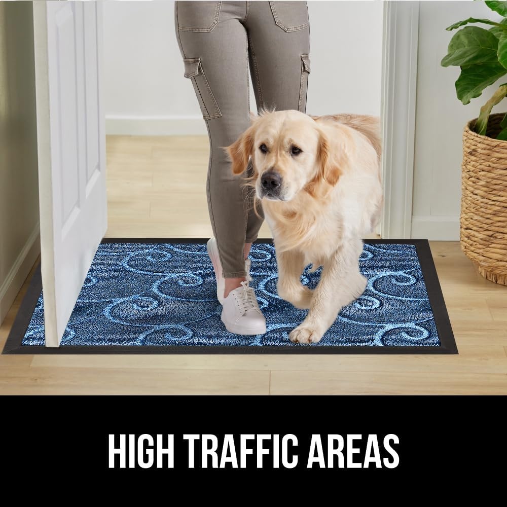 image:imageGORILLA GRIP 100 Waterproof AllSeason WeatherMAX Doormat US Designed Natural Rubber Stain Fade Resistant Low Profile Indoor Outdoor Door Mats Easy Clean 29x17 Gray DiamondOcean Blue Waves