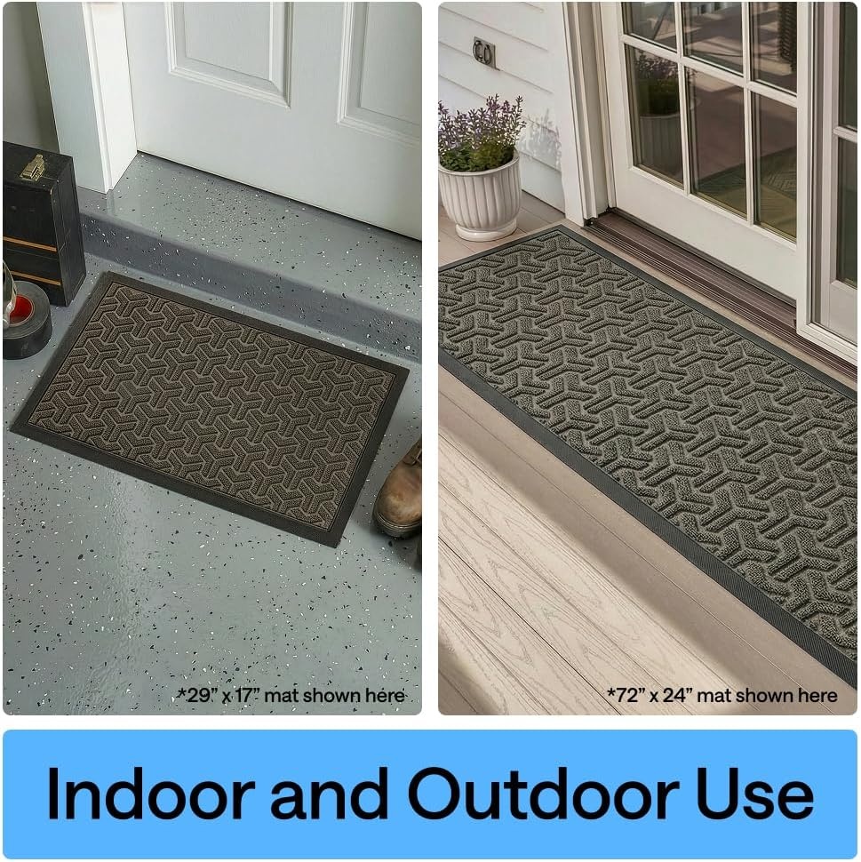 image:imageGORILLA GRIP 100 Waterproof AllSeason WeatherMAX Doormat US Designed Natural Rubber Stain Fade Resistant Low Profile Indoor Outdoor Door Mats Easy Clean 29x17 Gray DiamondSlate Geometric