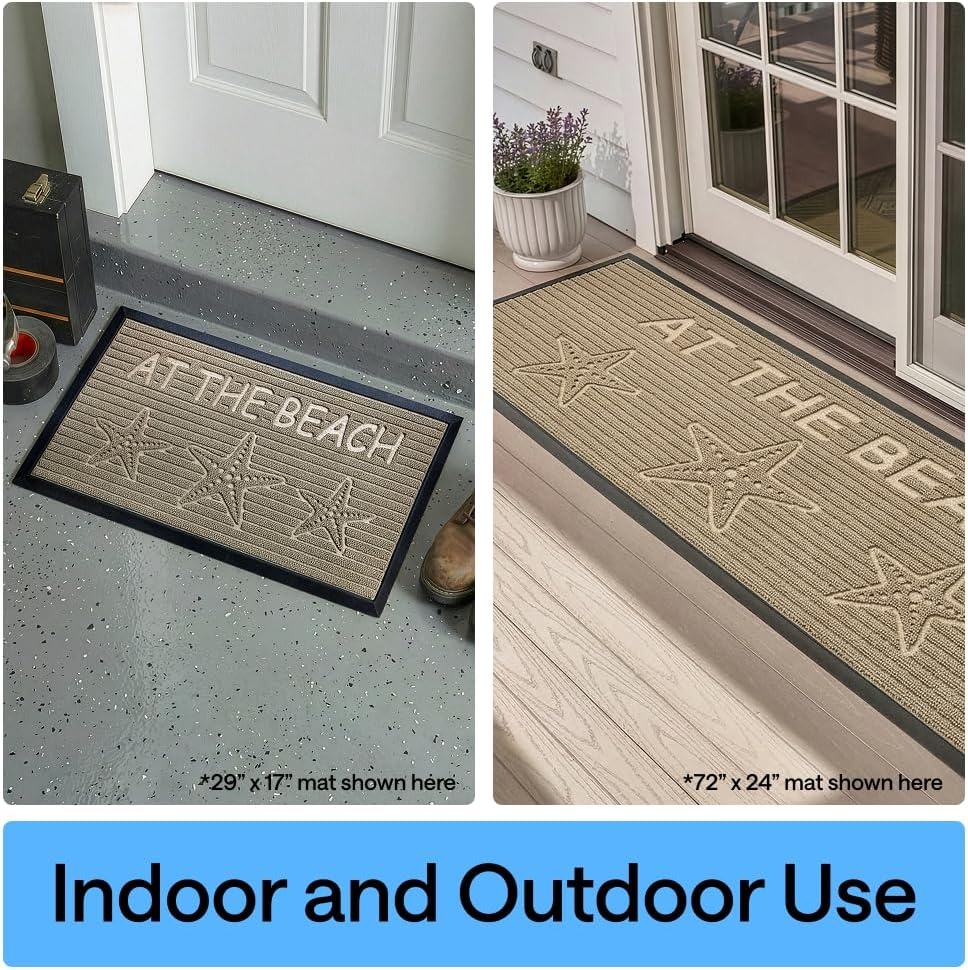 image:imageGORILLA GRIP 100 Waterproof AllSeason WeatherMAX Doormat US Designed Natural Rubber Stain Fade Resistant Low Profile Indoor Outdoor Door Mats Easy Clean 29x17 Gray DiamondSand Beach