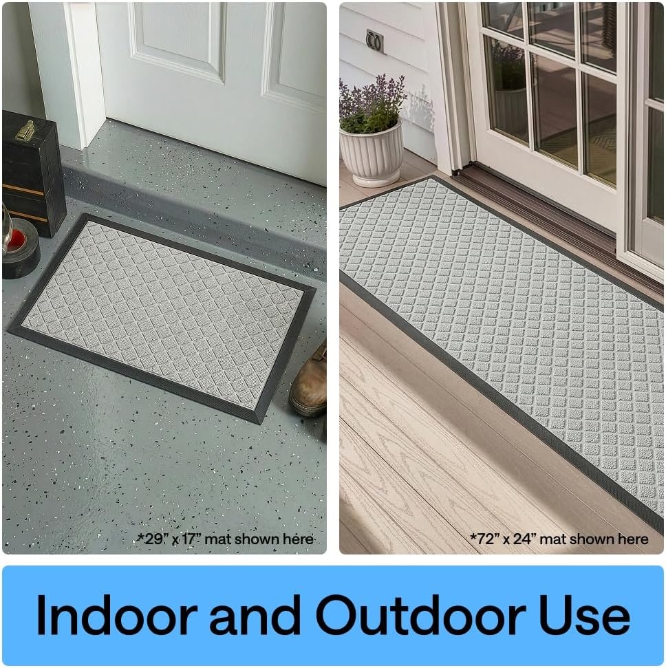 image:imageGORILLA GRIP 100 Waterproof AllSeason WeatherMAX Doormat US Designed Natural Rubber Stain Fade Resistant Low Profile Indoor Outdoor Door Mats Easy Clean 29x17 Gray DiamondLight Gray Lattice