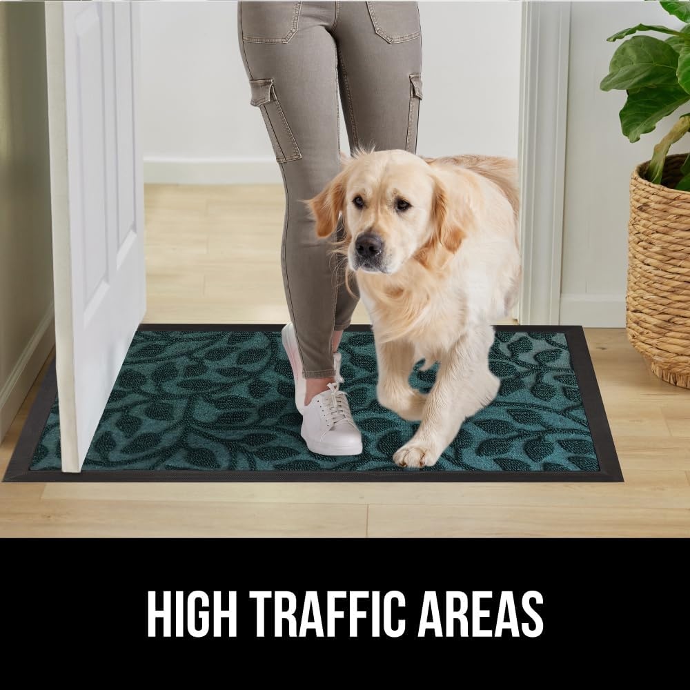image:imageGORILLA GRIP 100 Waterproof AllSeason WeatherMAX Doormat US Designed Natural Rubber Stain Fade Resistant Low Profile Indoor Outdoor Door Mats Easy Clean 29x17 Gray DiamondMoss Vine Leaves
