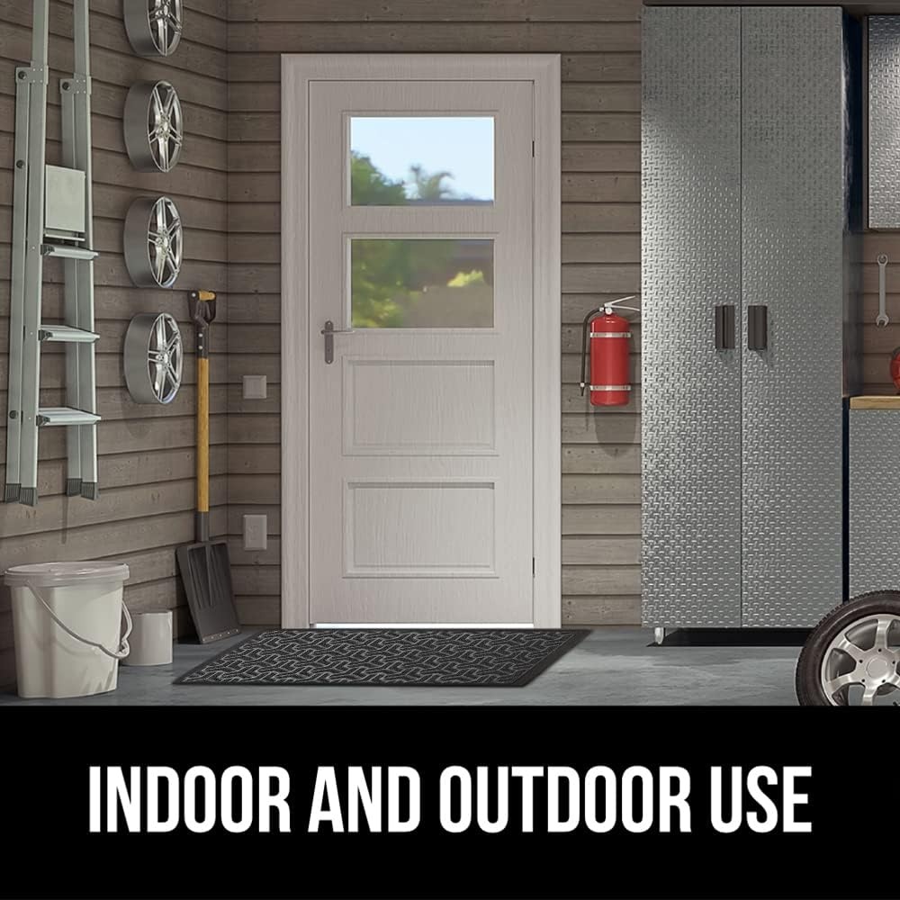 image:imageGORILLA GRIP 100 Waterproof AllSeason WeatherMAX Doormat US Designed Natural Rubber Stain Fade Resistant Low Profile Indoor Outdoor Door Mats Easy Clean 29x17 Gray DiamondSlate Geometric