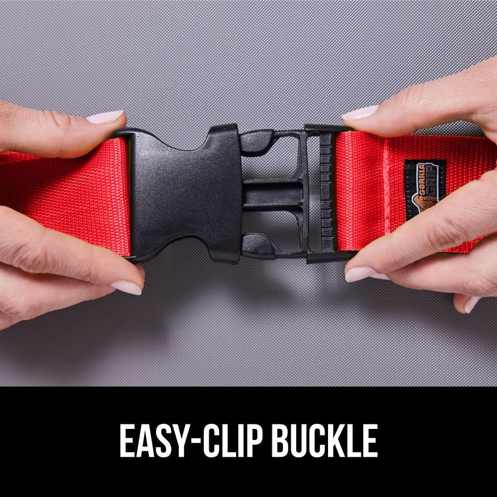 image:imageGORILLA GRIP Heavy Duty Adjustable Luggage Straps for Suitcases Easy to Identify Travel Belt Connector Holds Suitcase Together Extends Life of Bag Strap Connects Two Bags Accessories 2 Pack GreenRed