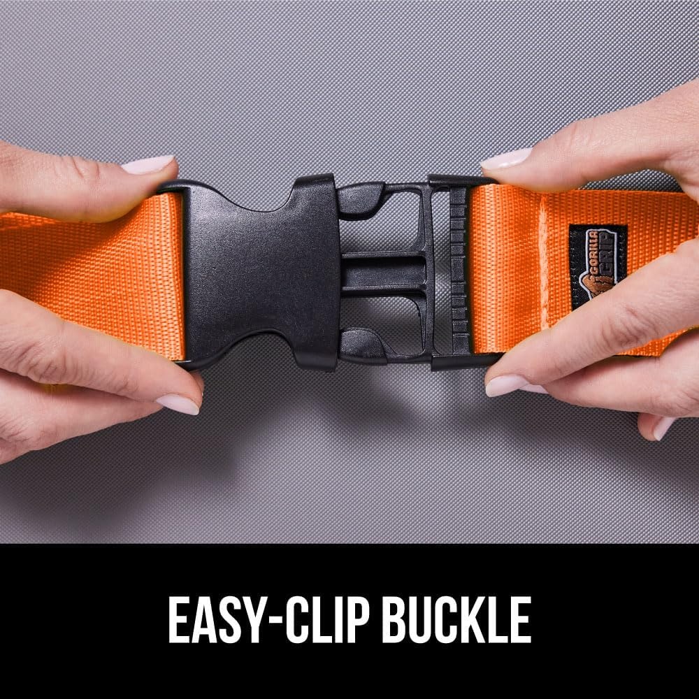 image:imageGORILLA GRIP Heavy Duty Adjustable Luggage Straps for Suitcases Easy to Identify Travel Belt Connector Holds Suitcase Together Extends Life of Bag Strap Connects Two Bags Accessories 2 Pack GreenOrange