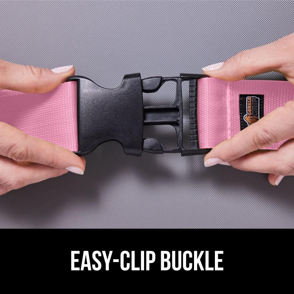 image:imageGORILLA GRIP Heavy Duty Adjustable Luggage Straps for Suitcases Easy to Identify Travel Belt Connector Holds Suitcase Together Extends Life of Bag Strap Connects Two Bags Accessories 2 Pack GreenPink